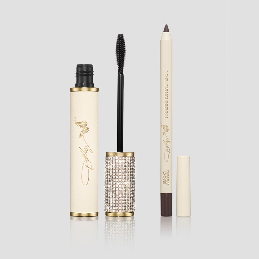 SMOKY EYE BUNDLE: DOLLY-EYES MASCARA IN JET BLACK & HI-DEFINITION EYE PENCIL IN SMOKY BROWN